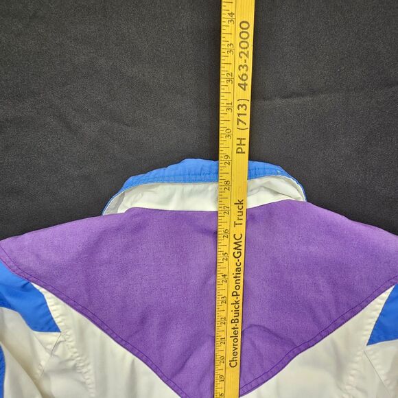 Izzi Women's Colorblock Windbreaker Jacket White Purple Teal Blue M - Picture 10 of 12